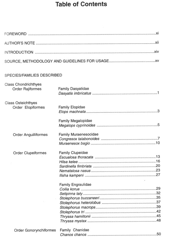 Manual of fish eggs and larvae from Asian mangrove waters - inhaltsverzeichnis